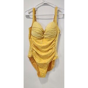 Nip Tuck Swim Two Tons Of Yello Polka Dot One Piece Swimsuit Size US 10